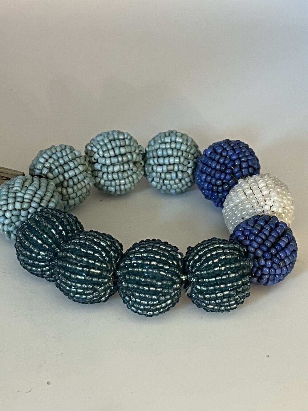 Erik & Mike Handmade Medium Seed Bead Ball Blue Bracelets